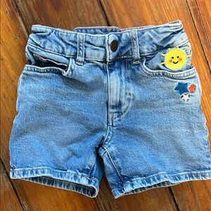 Mini Boden Blue Denim Shorts with Sun and Star Patches